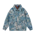 High Quality Vintage Hip Hop Streetwear Chaquetas Para Hombres Casual Loose Floral Jacquard Button up Jean Denim Jacket