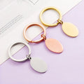 Creative Key Ring Rose Silver 18K Gold Plated Oval Pendant Stainless Steel Custom Logo Keychain
