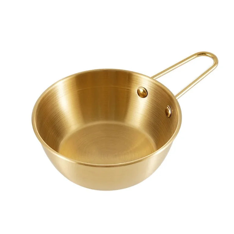 Korean Golden Bowl 304 Stainless Steel Seasoning Dish Rice Wine Bowl With Handle Hot Pot Dipping Bowls