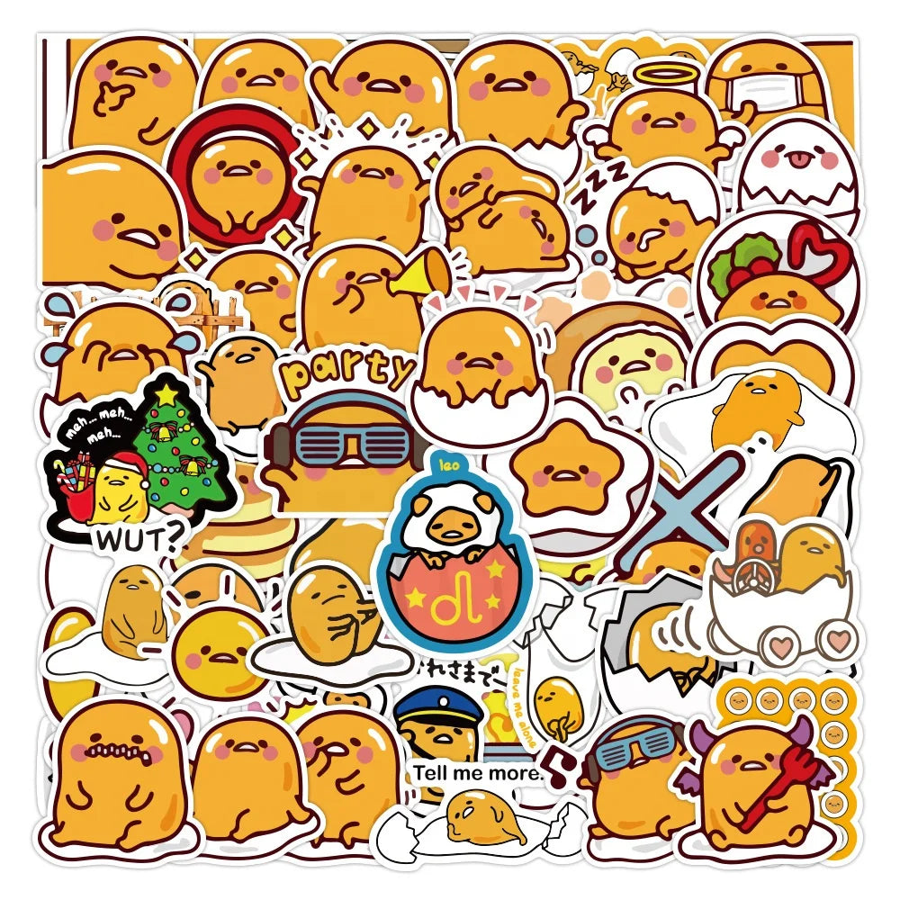 60Pcs Cartoon Gudetama Cute Graffiti Stickers for Kid Bottle Laptop Notebook Vinyl Kawaii Sticker
