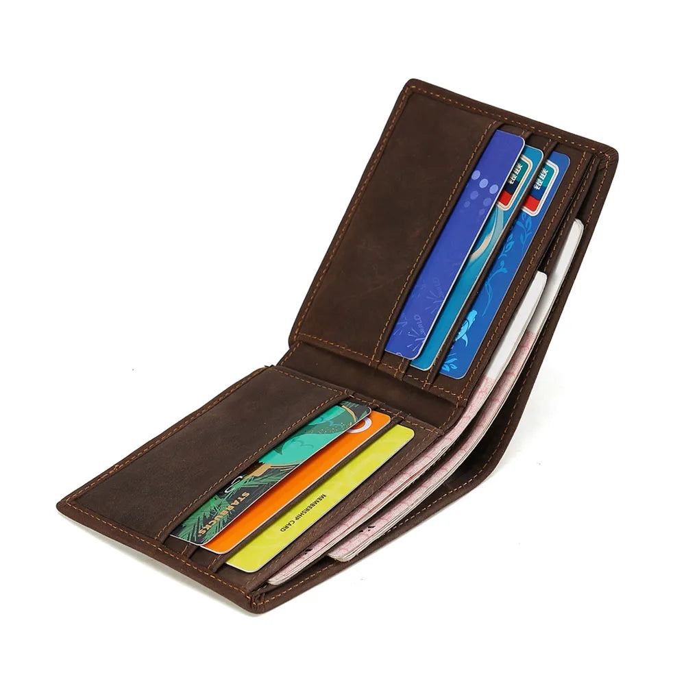 RFID Wallet Leather Custom Minimalist Slim Card Holder Full Grain Genuine Leather Short Wallet