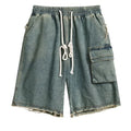 OEM Mens Acid Wash Cotton Fleece Denim Drawstring Vintage Jean Shorts for Men