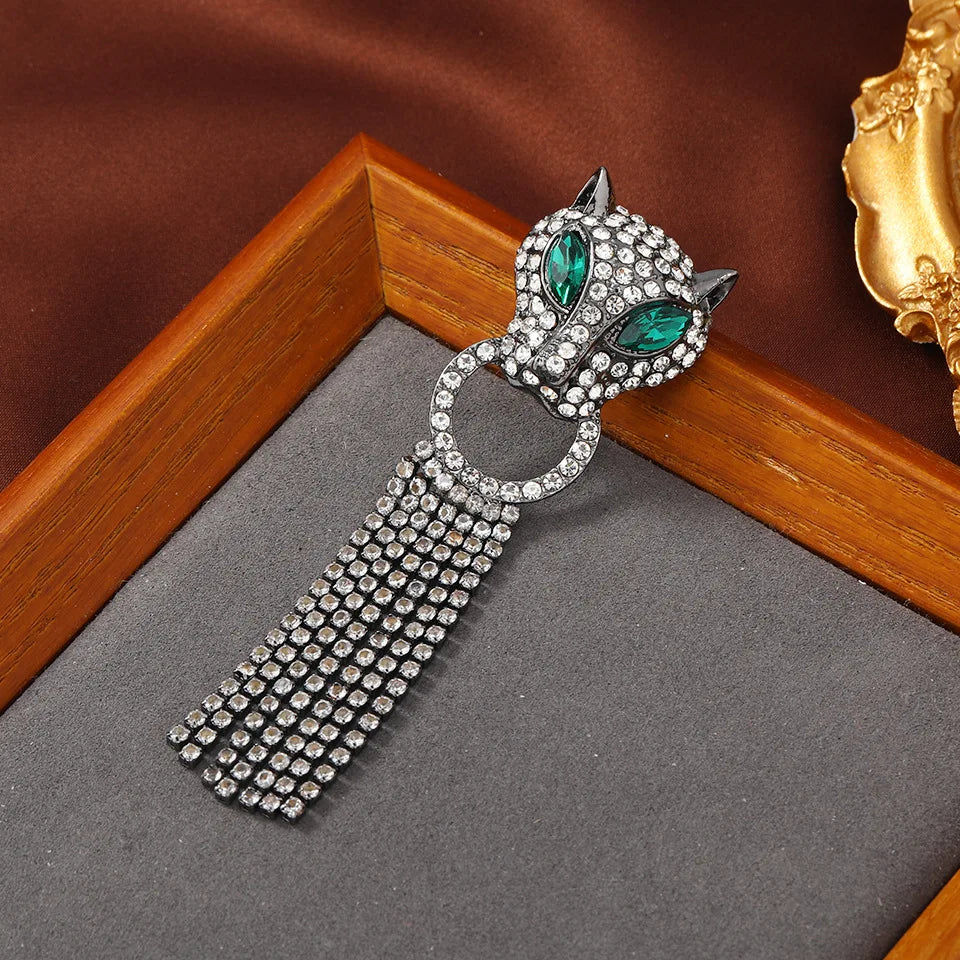 MT062309 Fashion Animal Tiger Brooch Women Alloy Rhinestones Brooch Jewelry