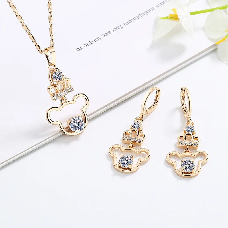 Christmas Gift Jewelry Import Brass Joyas American Cute Bear 2023 Womens 18kgp Jewelry Sets De Oro Laminado
