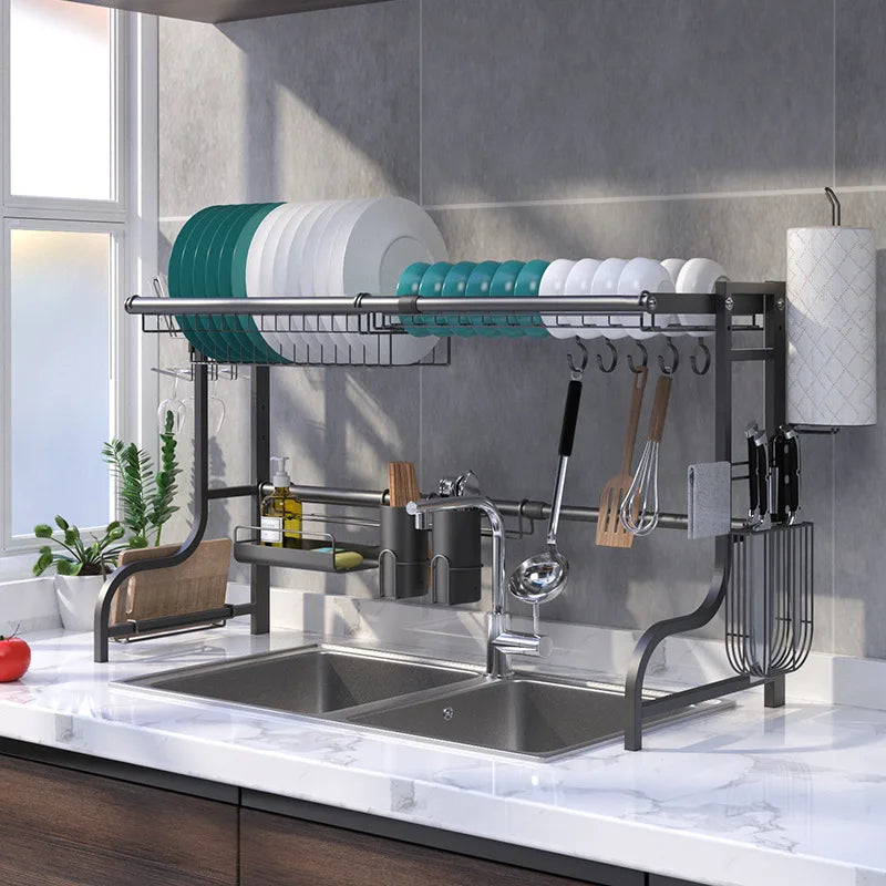 Kitchen Storage Adjustable Hanging 2 Tier Over the  Rack