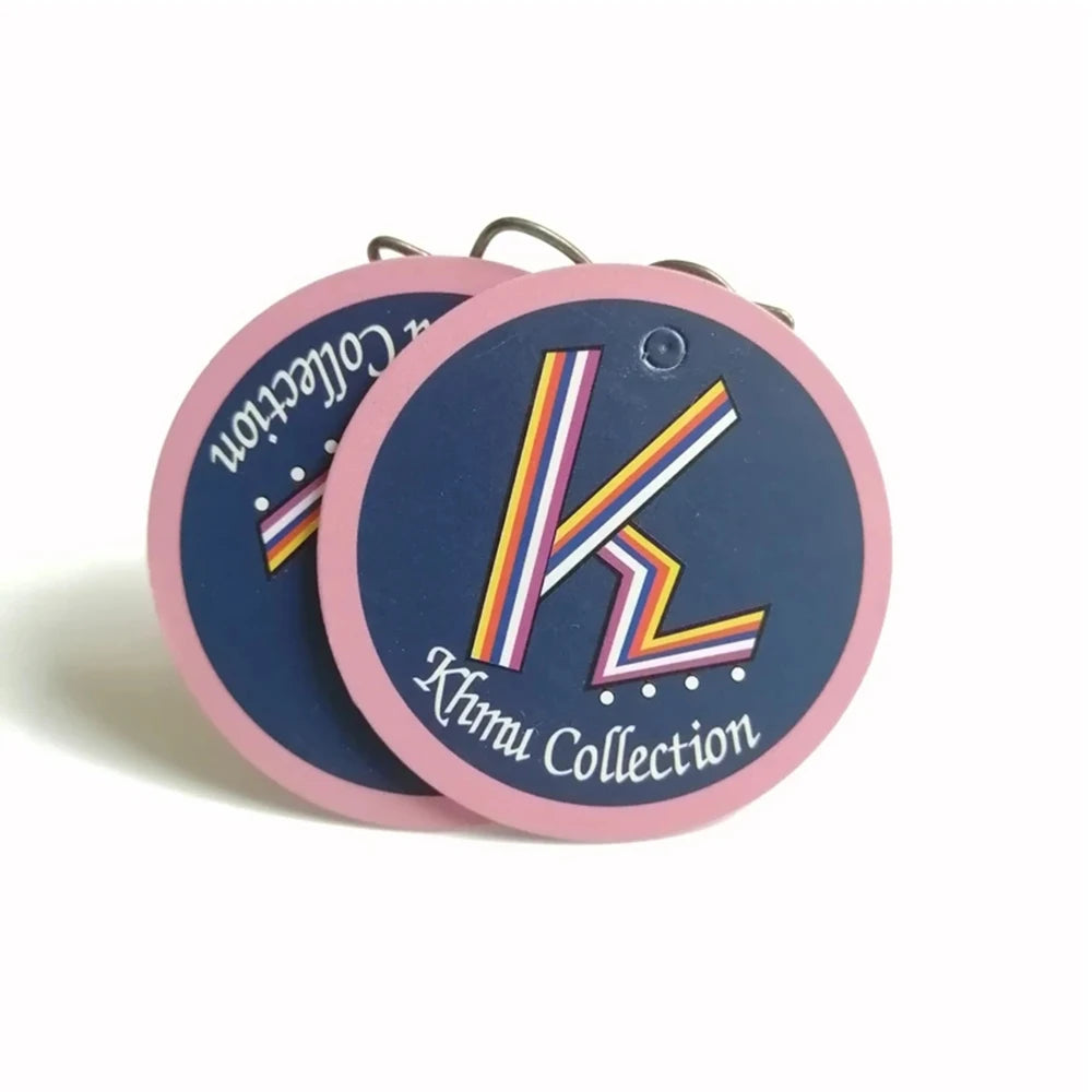 Customized Logo Recycled Hanging Die Cut Round Paper Hang Tags for Clothing Shoes and Bags