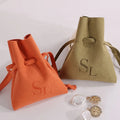 Chuanghua Custom Velvet Drawstring Pouch Bag Microfiber Fabric Deboss Print Soft Drawstring Jewelry Bag Orange Packaging Pouch