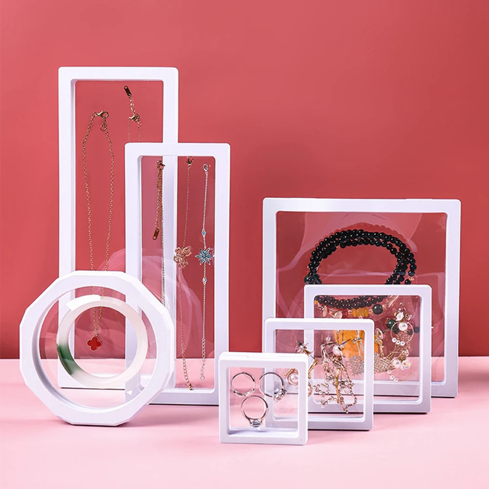 Custom Logo 3D Floating Nail Gift Box Recyclable PET Film Jewelry Stones Presentation Case Tips Display Stand Holder Packaging