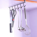 Multi-purpose Under Cabinet 6 Metal Hooks Kitchen Spoon Utensils Holder Cupboard Organizer Hanging Storage Rack