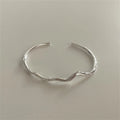 Fine Jewelry 925 Sterling Silver Hammered Irregular Jewelry Cuff Bracelet