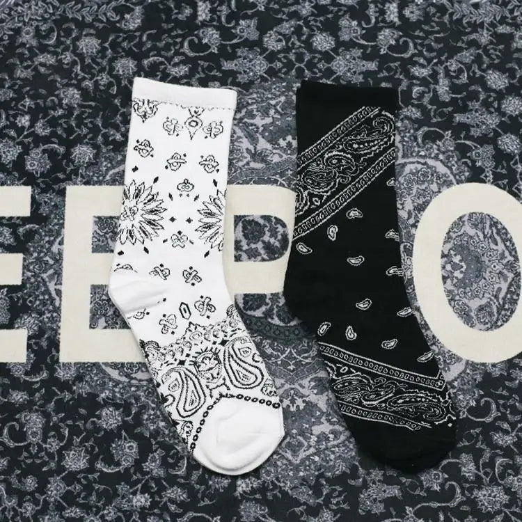 Wholesale Hip Hop Paisley Bandana Socks Men Unisex Cotton Streetwear Skateboard Crew Socks
