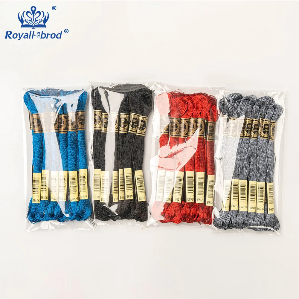 29 Colors 150D/2*6 Metallic Embroidery Thread Set Handmade Crochet Cross Stitch Sewing Knitting 12 Pieces/Bag Dyed Pattern