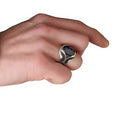Wholesale Azuris VALKH1207 925 Sterling Silver Men's Ring with Natural Stone Agate Handmade in Turkey