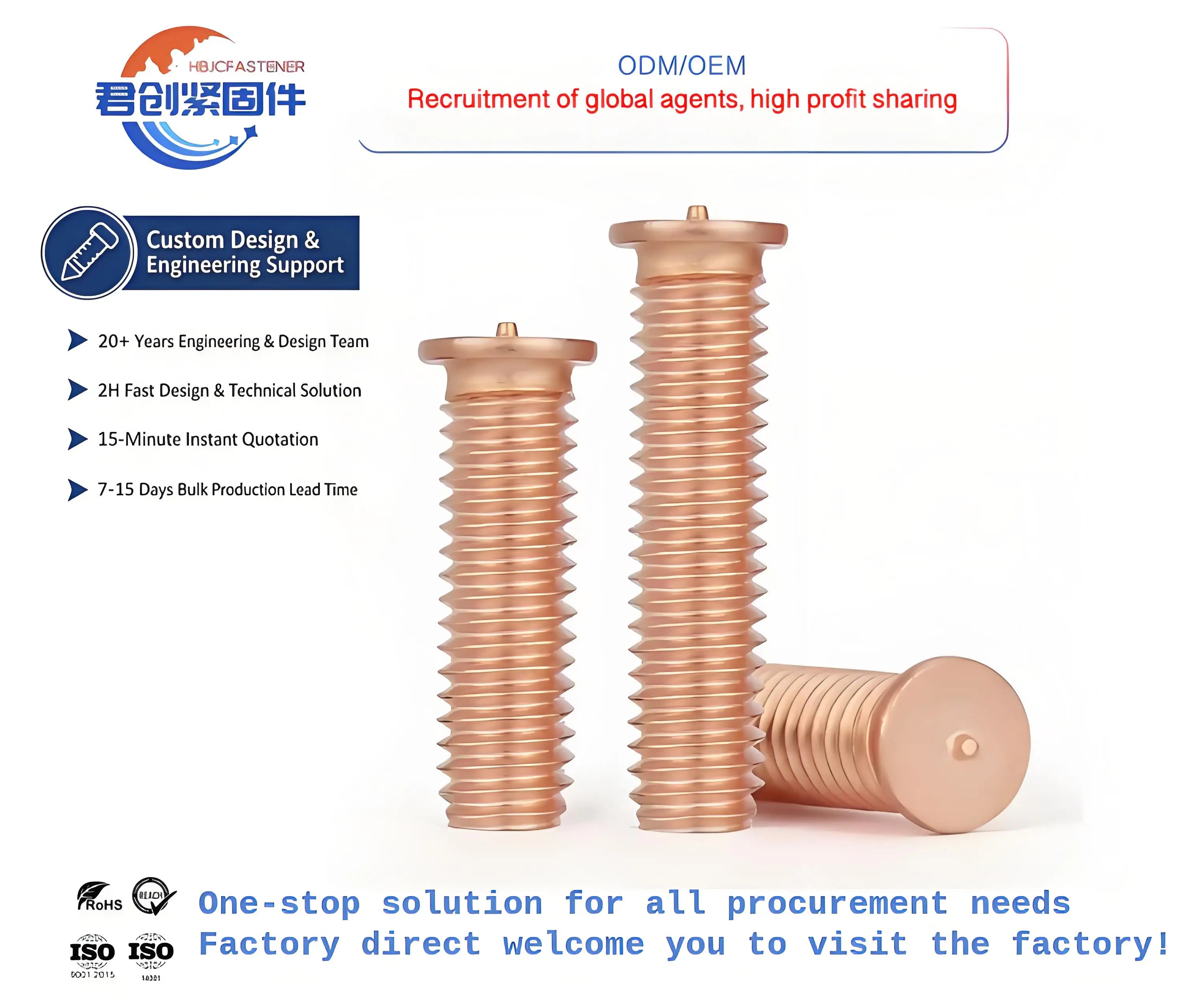 M16 Carbon Steel CD Welding Studs with Plain Finish Efficient Spot Bolts for Screw Applications