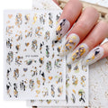 3D Holographic Abstract Strips Nail Stickers Bronzing Geometry Heart Adhesive Slider Nail Art Decals 2024 Manicure Tips