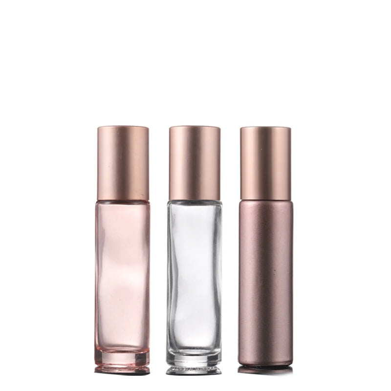 Custom Luxury 5ml 10ml Travel pink Rose Gold Roll on Perfume Roller Bottle