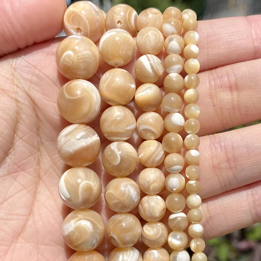 Factory Price AsVrai U Natural Sea Shell White Round Loose Spacer Beads Jewelry Making DIY Bracelet Necklace Handmade China