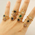 Diamond Band Finger Gold Engagement Wedding Band No Fade Rings Fine Jewelry Sample Green Stainless Steel alien Ring