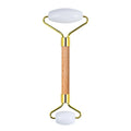 DIY Wholesale Natural White Jade Roller Factory Custom Sale Wooden Handle Jade Set Roller Gua Sha Face Roller