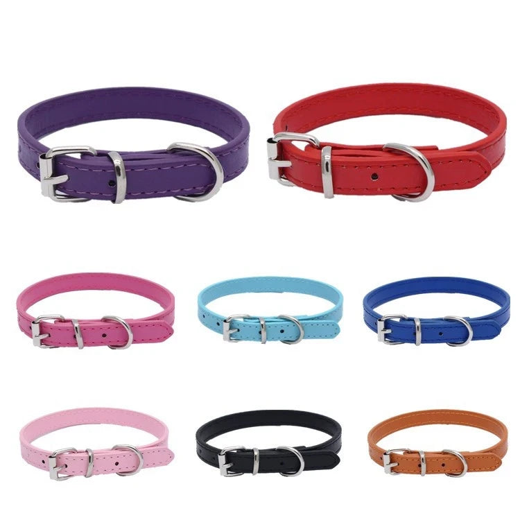 Wholesale Pet Cat Dog Collars Plain Leather Luxury Personalized Pu Leather Dog Cat Collars Pet Supplies Dog Cat Collar