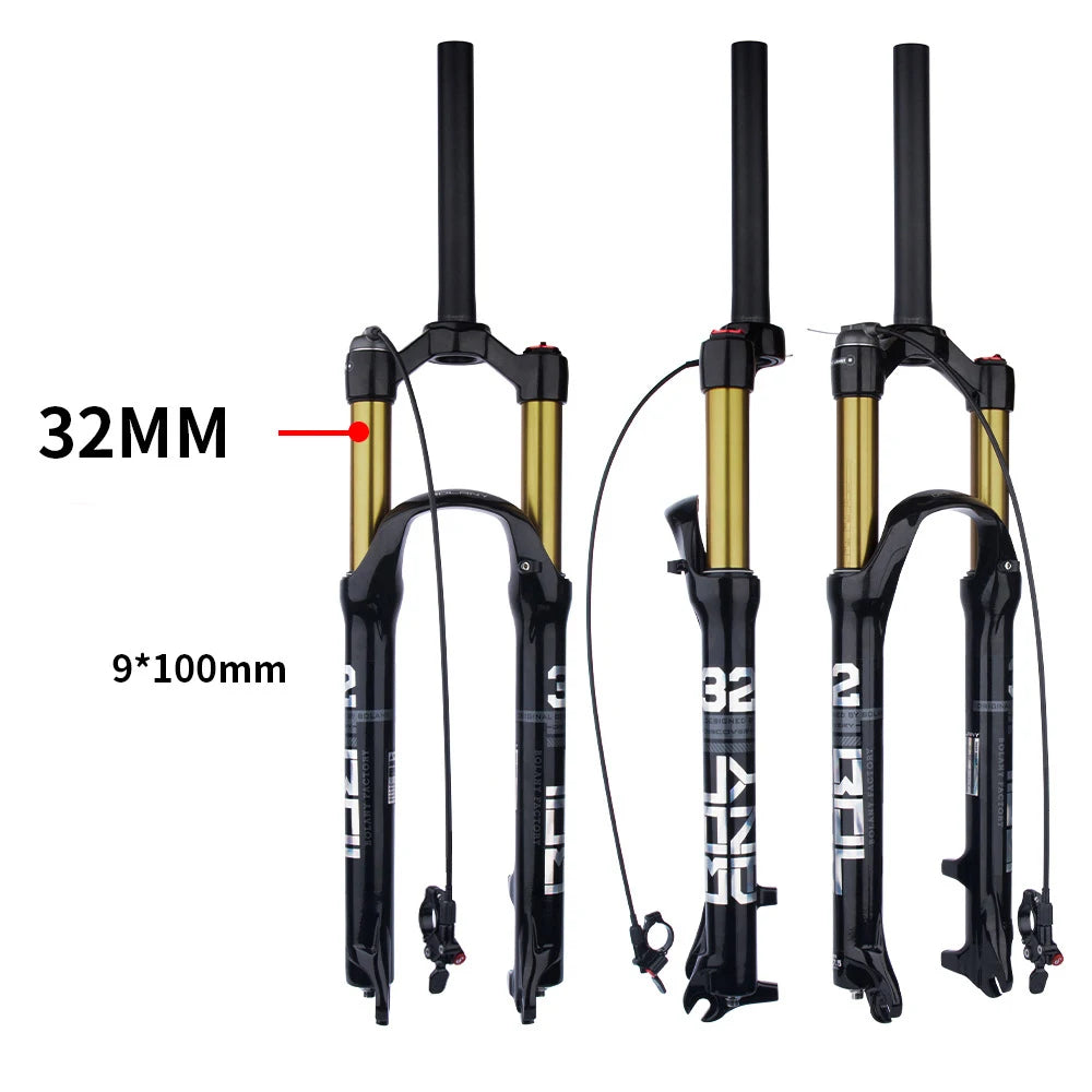 High-strength MTB Straight Tube Fork Magnesium Aluminum Alloy Front Suspension Fork Air Damping 26 27.5 29 Inch Bicycle Fork