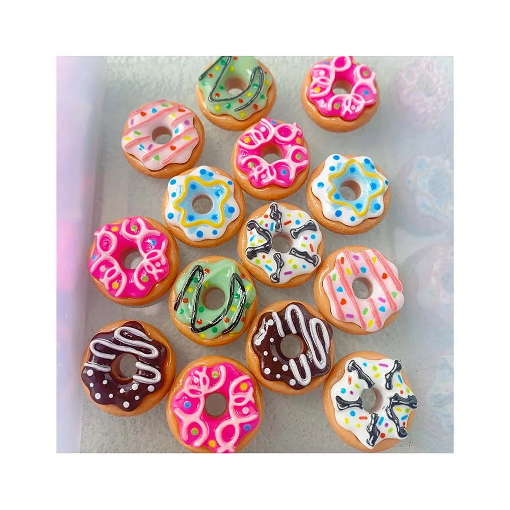 Bulk 100Pcs/Lot 22MM Assorted Flatback Resin Cabochons Doll House Food Donut Beads DIY Crafts Handmade Arts Accessories Figurine