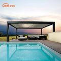 Customized Electric Outdoor Gazebo Waterproof Motorized Louvered Roof Bioclimatic Eco-Friendly Aluminium Pergola Nature Inspired