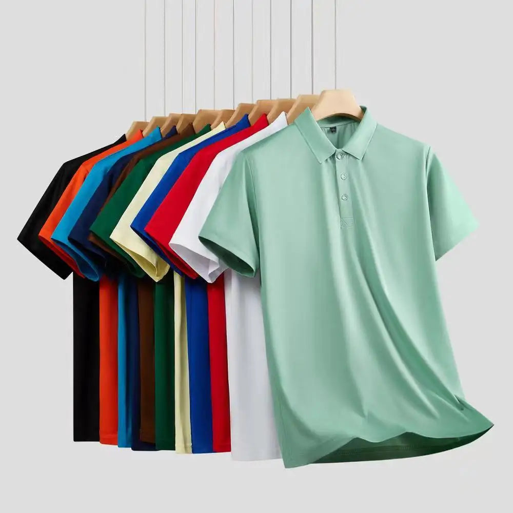 Custom Embroidered Logo Men's Short Sleeve for Polo Shirt ODM Company Uniform in Polyester Cotton Knitted Fabric
