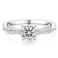 Wedding Luxury Moissanite 925 Sterling Silver 4 Prong Flower Shape Petite Twisted Vine 1.0 CT GRA Engagement Women Promise Ring
