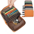 Functional Women Card Holder Wallets RFID Blocking Small Genuine Leather Card Holder Accordion Credit Card Holder for Women