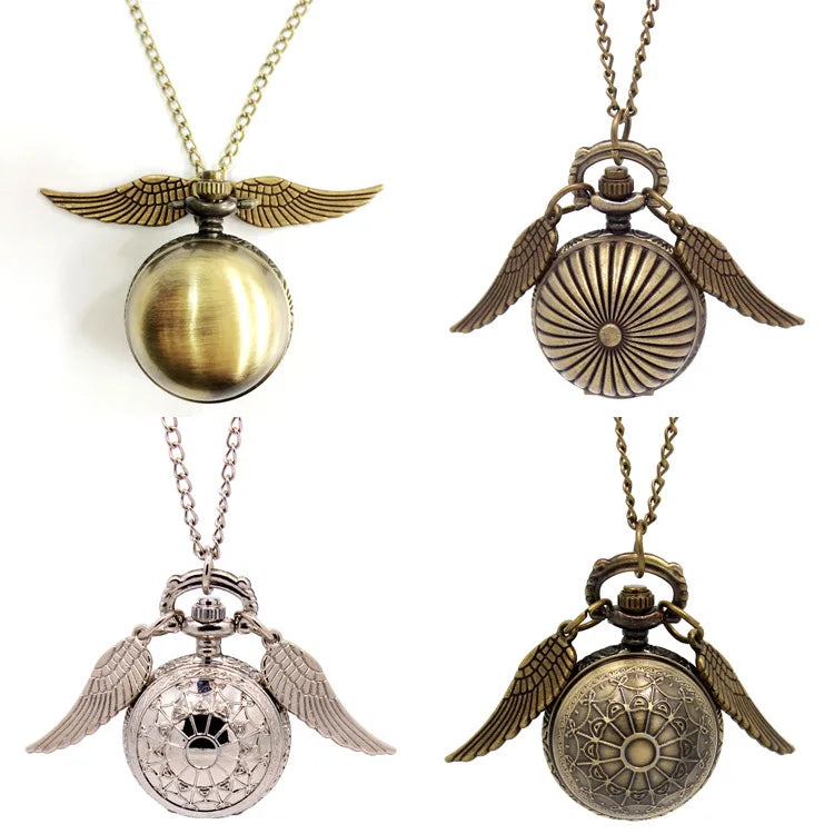 Necklace Accessories Wholesale Large Golden Magic Ball Quartz Pocket Clock Watch With Chain for Gift