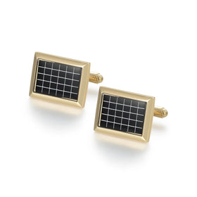 Daili Hot Sale Gold Plated Brass Black Rectangle Cuff Links for Men Shirt Suit High Quality Wedding Party Gift
