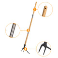 4 Claws Two-section Wooden Multifunction Garden Weeder Tool Hand Cultivator Standing Weed Puller for Farm & Agriculture Use