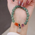 GT Natural Burmese Green Jade Round Beads Bracelet Women Stone Jewelry Handmade Strand Beaded Bracelets