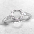 Semi Mount 5mm-15mm Sterling Silver Ring Frame Empty Blank Support Claws Setting S925 Base Without Center Stone for Inlay DIY
