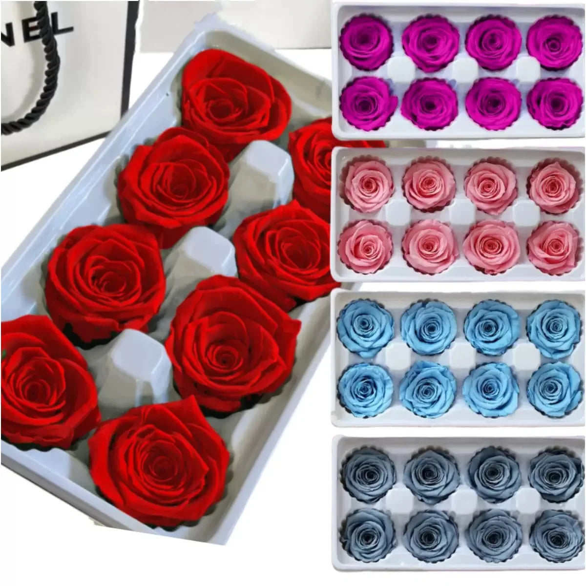 Environmental Friendly Natural Fresh Rose Preserved Flowers Head 4-5cm B Grade Long Lasting ETERNAL DIY Day Valentine's Day
