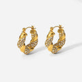 G1894 18k Gold Plated Stainless Steel Jewelry Earings Women Shining Twisted Zircon Hoop Earring