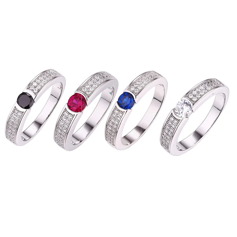 Latest 925 Sterling Silver Ring Simple Elegant Design with Cubic Zirconia Diamond Stone Silver Color