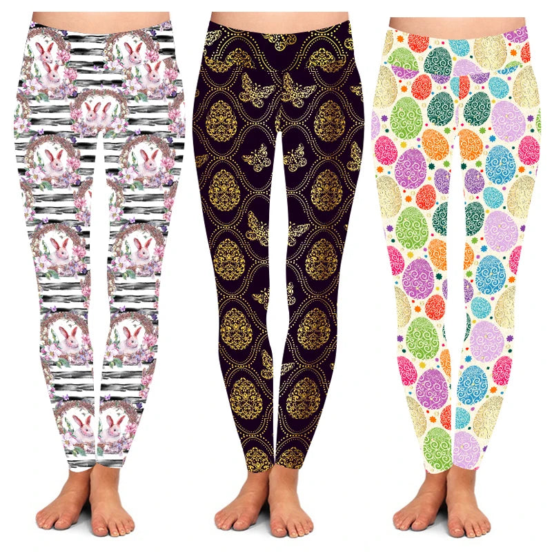 New Style Multiple Easter Day Printing Leggings Fashion Women 92 Polyester 8 Spandex Milk Silk Soft Brushed Leggings