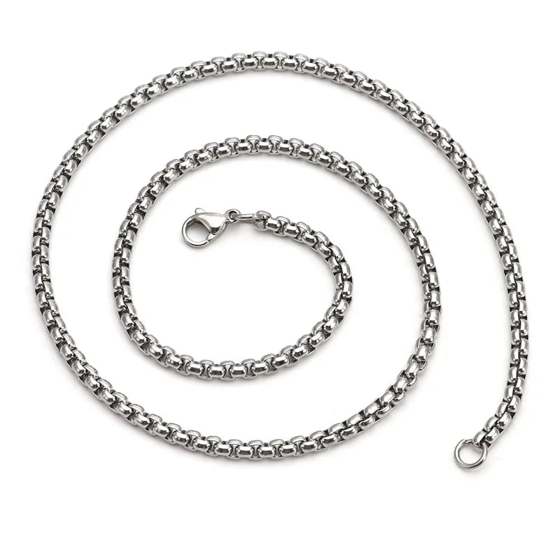 3MM4MM5MM 18k Gold Plated Stainless Steel square Pearl Necklace Chain