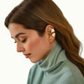 SHIXIN Design Smooth Metal Leaf Ear Clip Earrings for Women Trendy Ladies Street Cute Earrings Accessories Fashion Jewelry Gifts