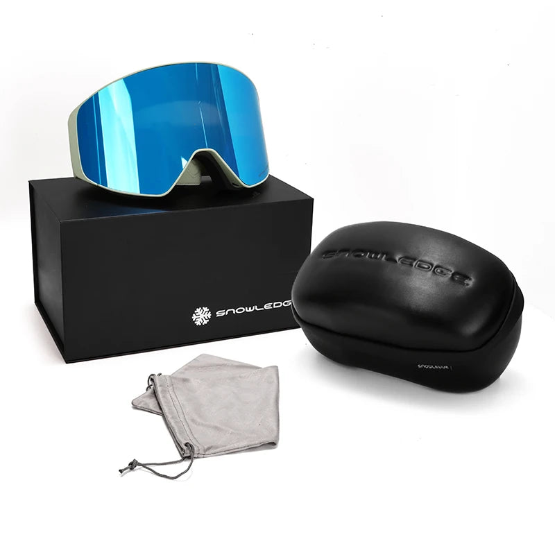 New Design Wholesale Magnetic System Ski Goggles Polarized Double Anti Fog UV400 Protection Interchangeable Lens OTG Glasses