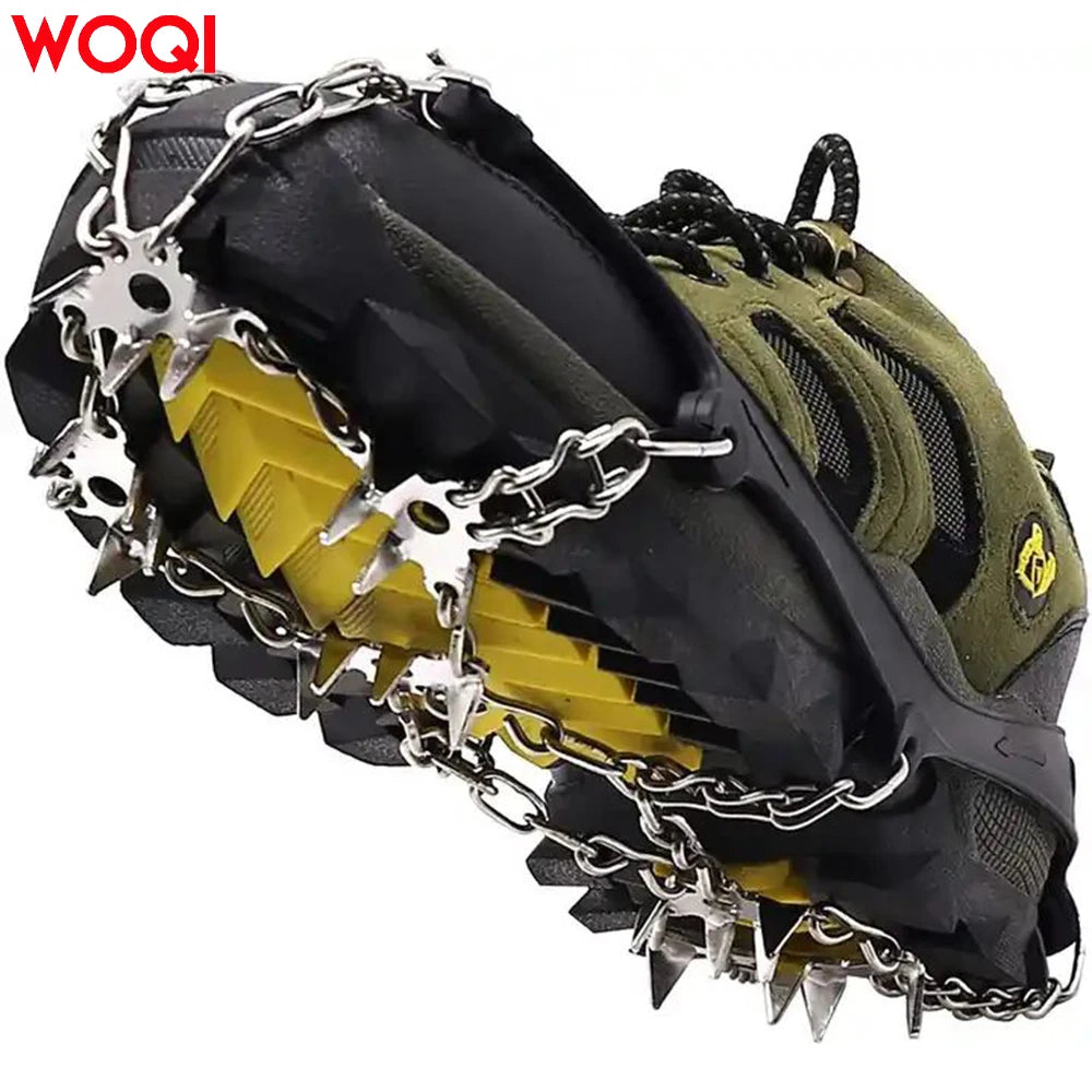 Woqi Anti Slip Snow Ice Spikes Climbing Ice Grips Stainless Steel Spikes Shoes Safe Protect Crampons