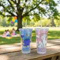 16oz LED Double Wall PS Cup RGB Color Luminous Unicorn Design Tumbler New Release with Lids Straw Cup for Travel & Holiday Party