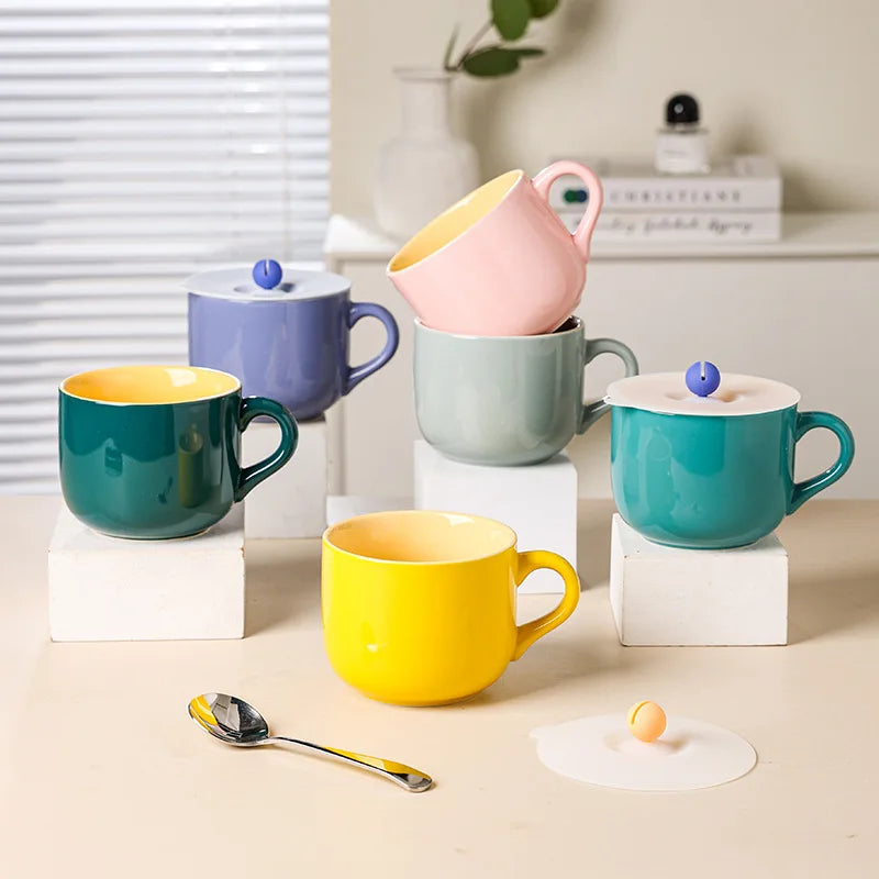 Large Capacity Mug Milk Cup High Value Breakfast Cup Couple Home Creative Ceramic Water Cup Souvenir Mug
