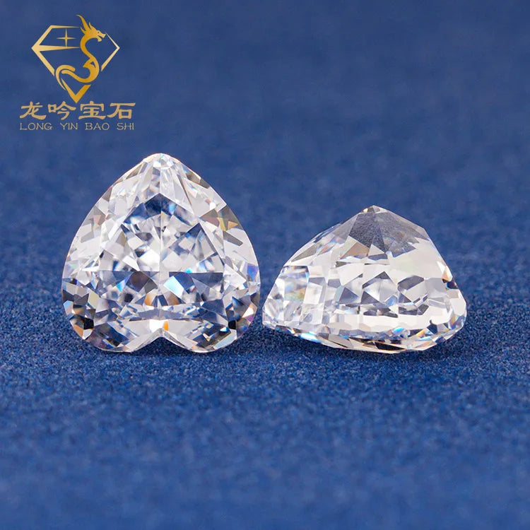 Hot Sale Loose Gemstones White 5A Quality Crushed Ice Cutting CZ Stone Synthetic Heart Shape Ice Cut Cubic Zirconia