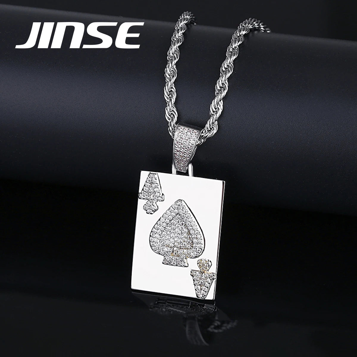 JINSE Double Color Plated Squeezer Rope Chain Hip-hop Men Fashion Necklace with Peach Hearts