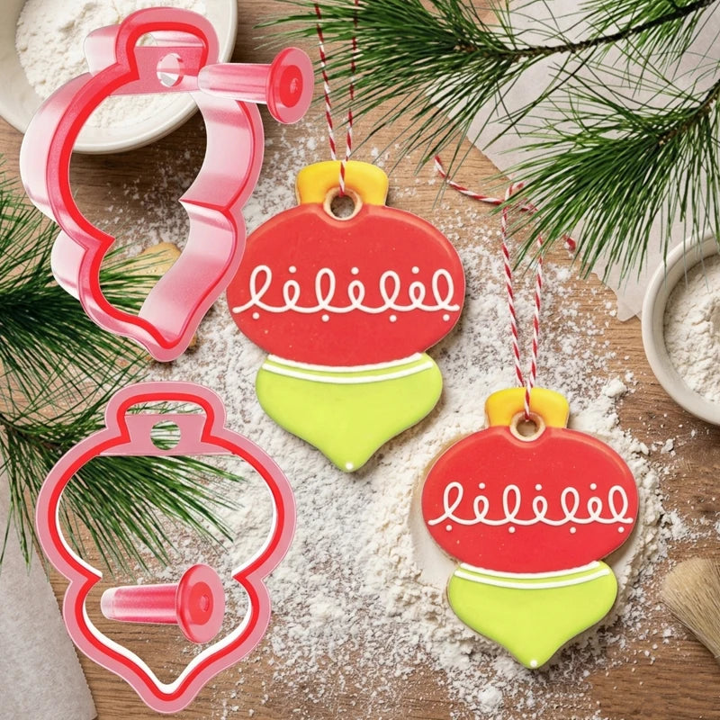 Christmas Ornament Fondant Biscuit Hanging Cookie Cutter Mold for Cookie Decorating and Royal Icing