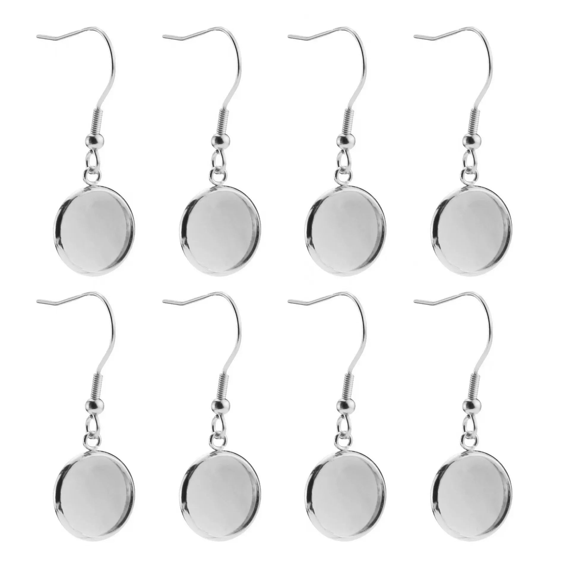 316 Stainless Steel Base Cabochon Earrings PVD Flat Back Bezel Tray Hook 6/8/10/12/14/16/18/20mm Eyewear Jewelry Components