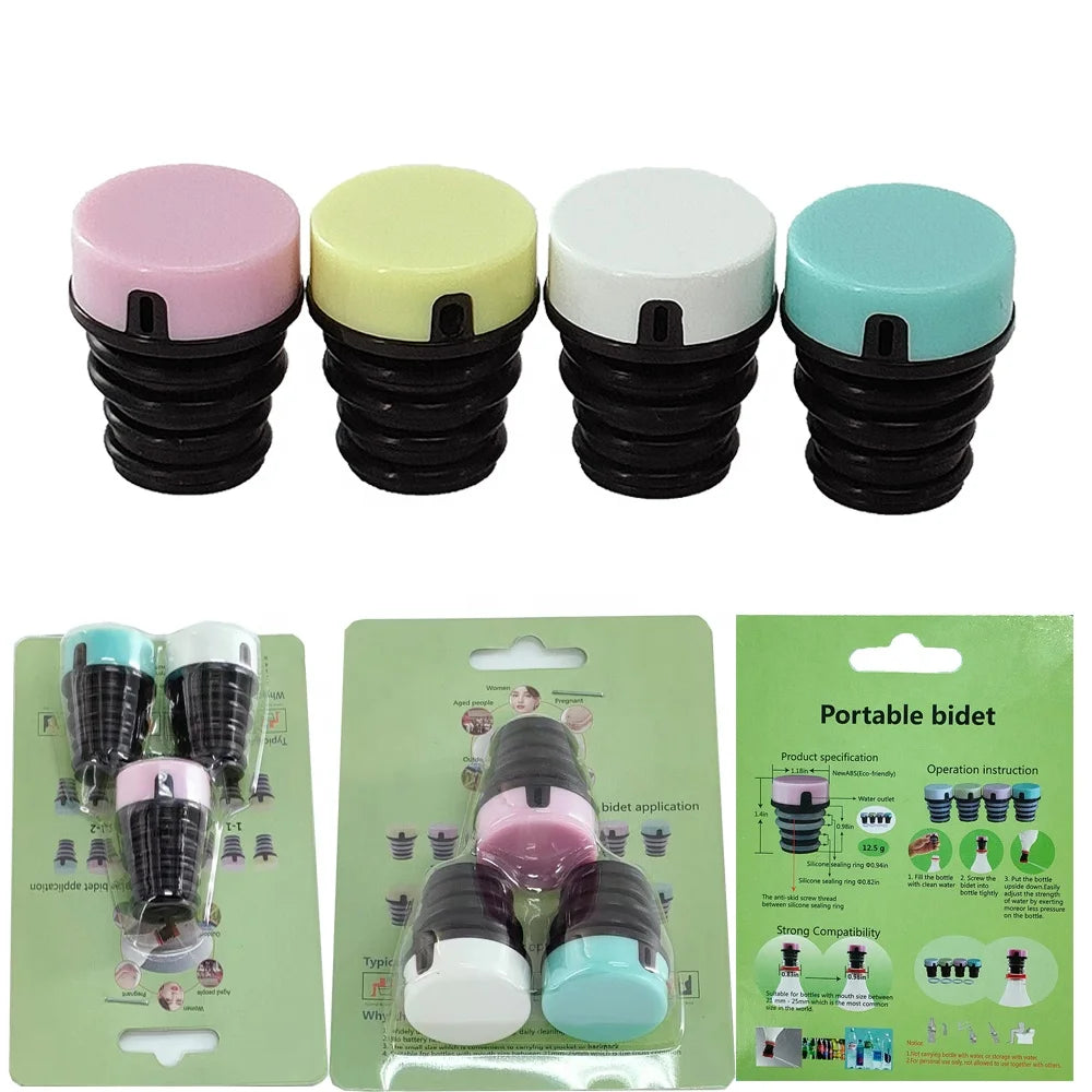 3PCS Package Hand Held ABS Bidet Accessory Mini Pocket Portable Outdoor Travel Bidet Sprayer Vertical Spray Wall-Mounted for